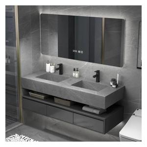 China Wall Mounted Modern Design Dark Lacquered Bathroom Cabinet for Apartments and Hotels wholesale