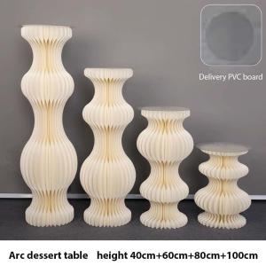 China 2024 Wholesale 4pcs Folding Paper Dessert Display Stand White For Event wholesale