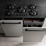 Customized Stylish Kitchen Cabinet Modern Glass Winecase With Bar Table