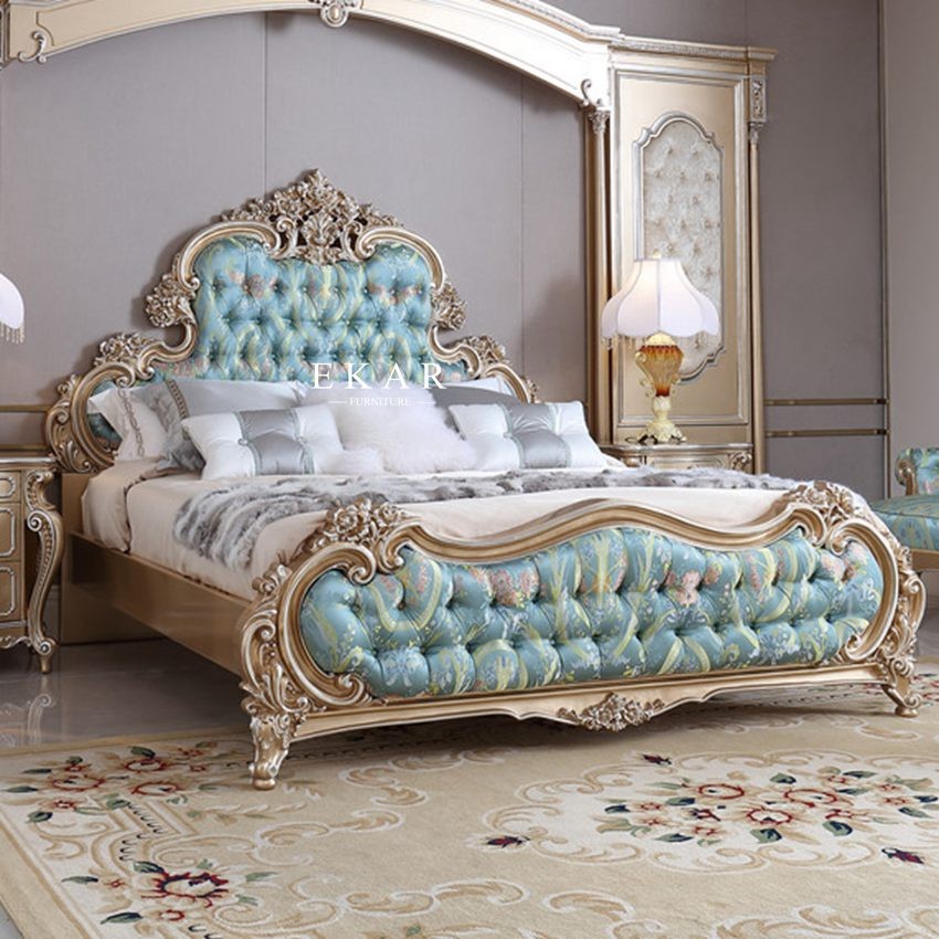 Carved King Size Royal Luxury Design Wooden Bed