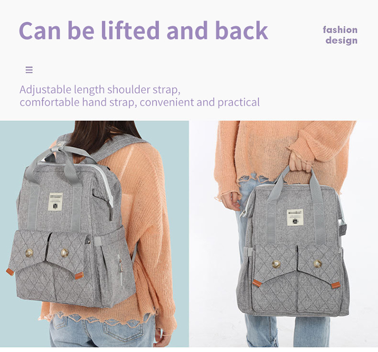 Multifunctional Mommy Diaper Bag Backpack With Trailer Buckle OEM ODM