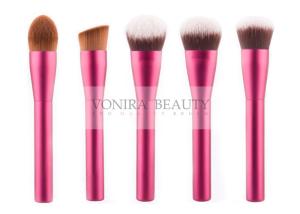 China Ultra Fine Synthetic Makeup Brush Set With Rose Red Metal Handles wholesale
