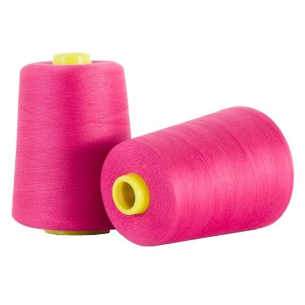 Green / Yellow 100 Spun Polyester Sewing Thread Dyed Tube Anti - Pilling Good