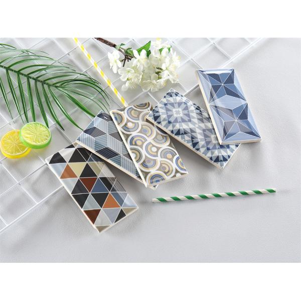 Modern Ceramic Wall Tiles 75x152mm Multiple Colors White Body