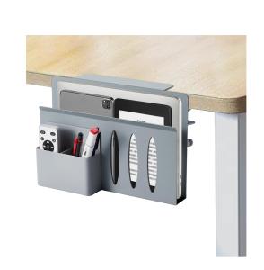 China Grey Laptop Holder Desk Clamp-on Organizer Metal No Drill Vertical Office Desk Storage wholesale