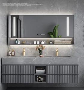 China Modern Bathroom Vanity Sink Cabinet Solid Wood Furniture Double Cabinet wholesale