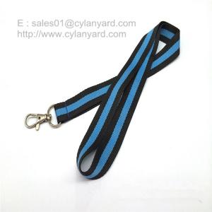 China Stripe polyester lanyards, custom 3 color striped woven lanyards wholesale
