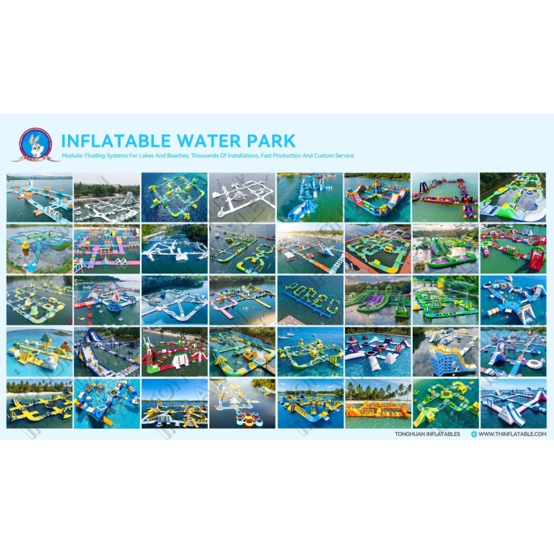 Custom Inflatable Pool Obstacle Course With Floating Platforms Climbing Areas And Balance Modules for Swimming Pool Events