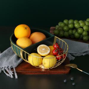 China Double Partition Electroplating Steel Fruit Basket Fall Resistant wholesale