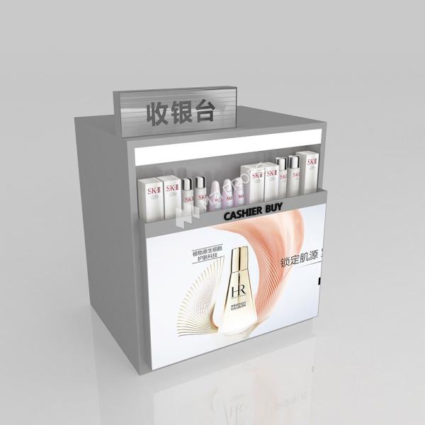 Display Stand Grey Wooden Cash Register Iron Structure Light Box For Space