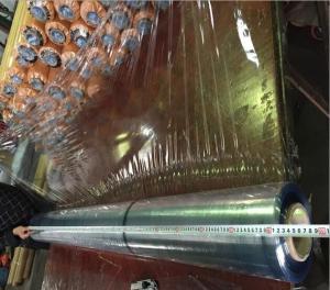 China Light Blue PVC Film Roll 0.06mm Transparent 42PHR Non Sticky For Packaging wholesale