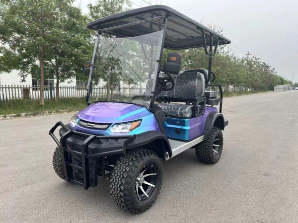 Colorful Purple 2+2 Seat Electric Golf Cart With Four-Arm Independent Suspension