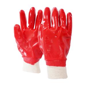 China Red PVC Work Gloves Waterproof Safety Gloves Liner PVC Coated Chemical Resistant Work Gloves wholesale