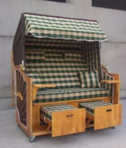 China Leisure Wood Rattan Beach Basket , Waterproof Roofed Beach Chair wholesale