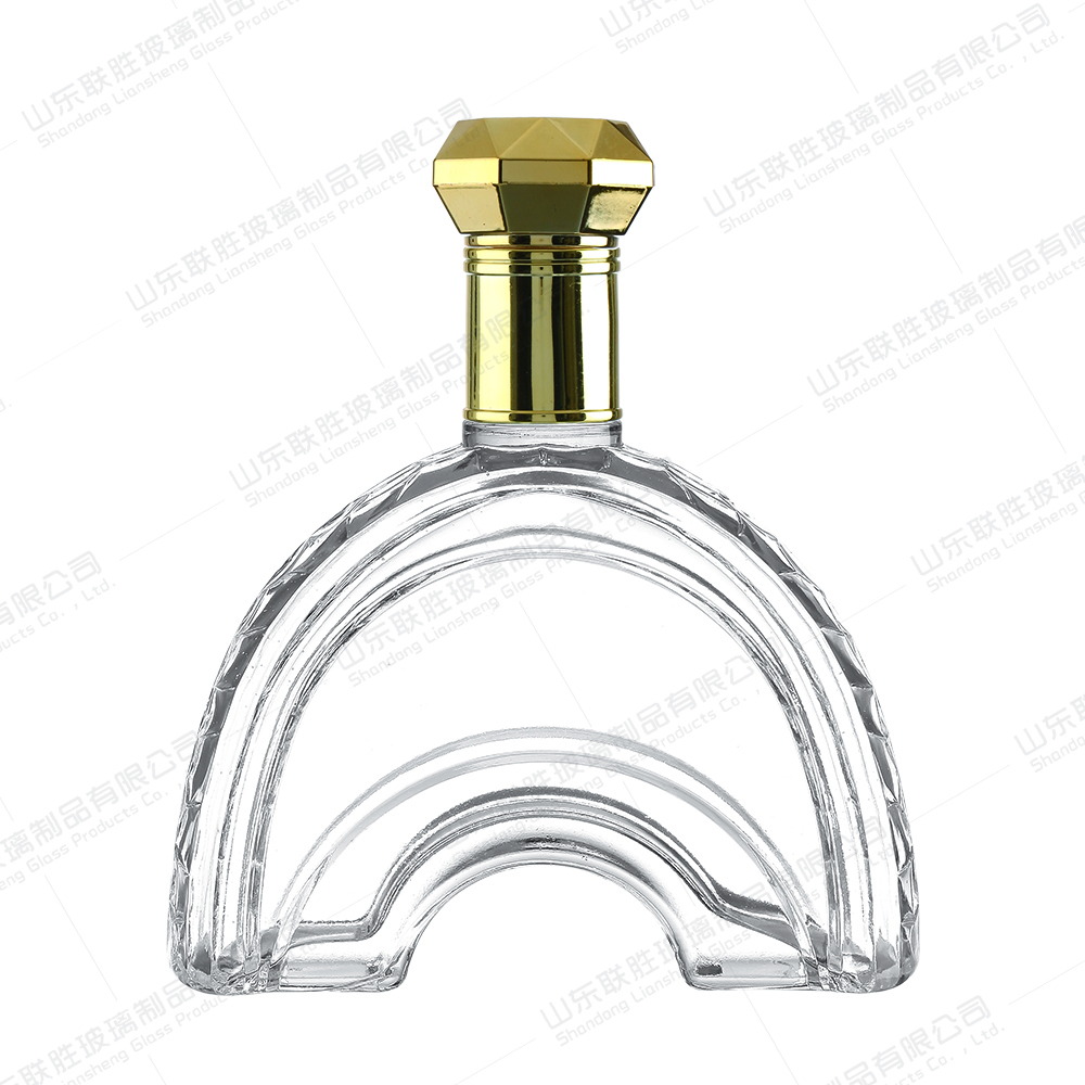 Customizable Logo Half Moon Shape Glass Bottle for Wine 100ml 200ml 375ml 500ml 750ml