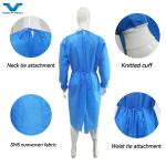 Disposable SMS Non Woven Isolation Gown For Hospital Level 3 Waterproof