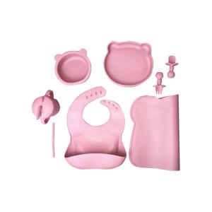 China Durable Silicone Baby Feeding Set 6 Pcs BPA Free Plates Straw Sippy Cup wholesale