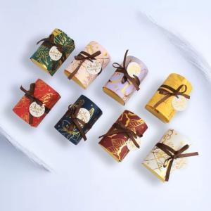China Ribbon Bronzing Cardboard Food Packaging Wedding Candy Boxes 10g/Pcs wholesale