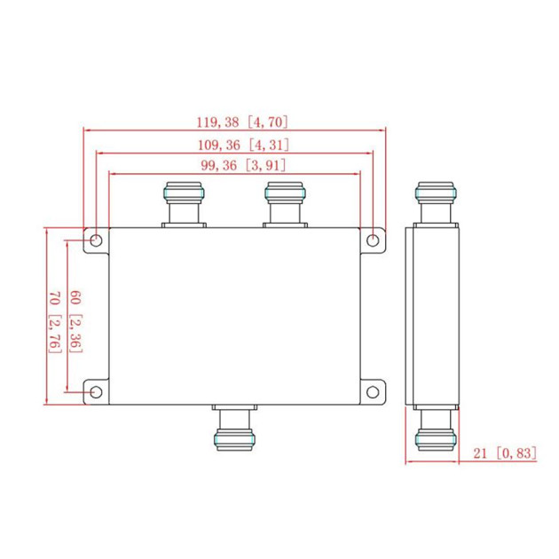350-520MHz 2 Way N Female Wilkinson Power Divider
