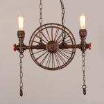 Retro Water Pipe Wheel chandelier Industrial Restaurant Bar light American Iron