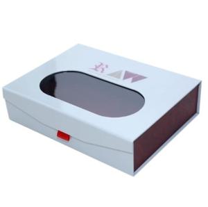 China Rigid Cardboard Magnet Gift Boxes Hinged Cardboard Box With PVC Window wholesale