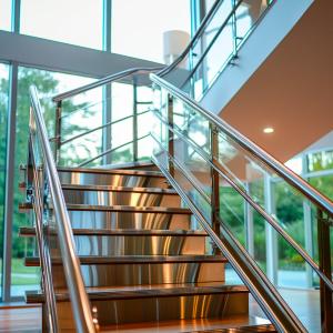 China Sleek Stainless Steel Handrails with Round Plate Cover for Glass Balustrades wholesale