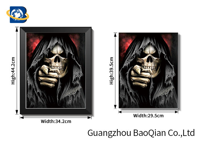 PET / PP 3D Lenticular Pictures , 3D Printing Service Atrocious Ghost Skull Wall Paper