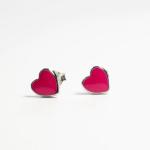 925 Sterling Silver Heart Shape Pink Enamel Stud Earrings for Little Girls'