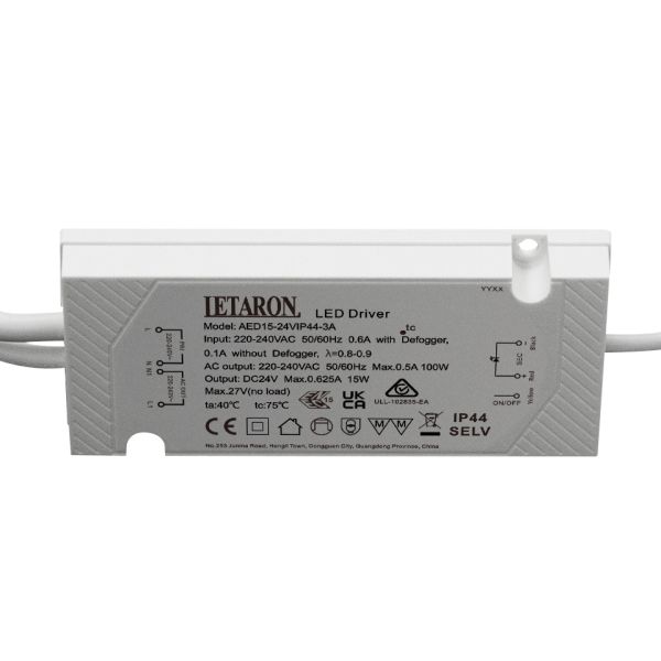 15W Constant Voltage IP44 LED Driver 24V With Class II Protection For Mirror Cabinet Light