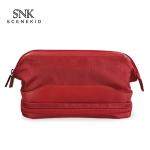 Double Zipper Travel Men PU Polyester Cosmetic Bag