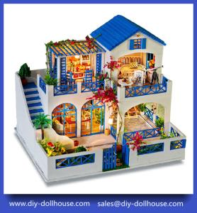 China Diy wooden dollhouse mini glass dollhouse miniature room box model building cottage K006 wholesale
