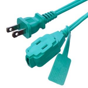 China Green 2 Pin Laptop Plug Power Cord Extension Cord with Insulation Protection Rated Voltage 125V wholesale
