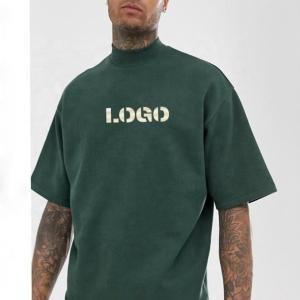 China Men'S Blank Oversized T Shirts Wholesale Droup Shoulder T Shirts Mock Neck 100% Cotton Fabric wholesale