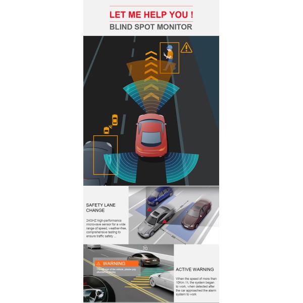 24GHz Car Security System , KIT BSM BSD Blind Spot Detection With Rear Cross Traffic Alert System