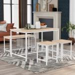 Metal Frame Wooden 4 Piece Dining Room Table And Chair Set 27.5''W Table