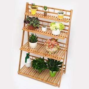 China Customized Foldable Wooden Plant Stand , 4 Layer Bamboo Plant Pot Holder on sale