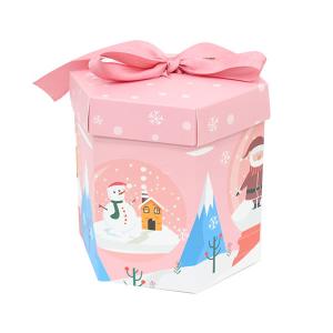 China Pink Cardboard Toy Box Customized Size With Cartoon Snowman Pattern wholesale