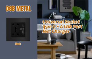 China Multi Function Metal Power Socket 2 Port USB Charger Type C A wholesale