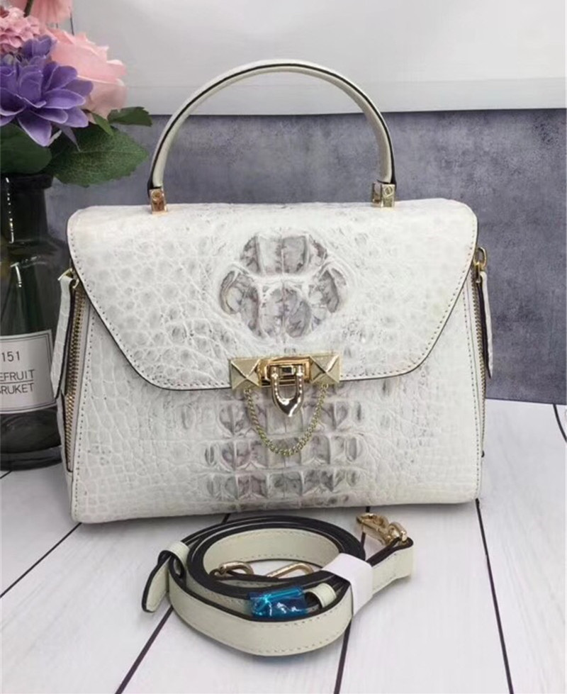 Exotic Genuine Crocodile Skin Woman Orange Purse Authentic Alligator Leather Lady Handbag Female Crossbody Shoulder Bag