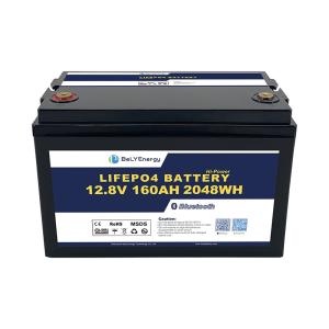 China Cells Balancing Protection IP65 Smart 12V160Ah LiFePO4 Bluetooth Lithium Battery wholesale