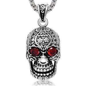 China Men's Necklace Vintage Old Stainless Steel Skull Pendant Necklace(SP407) wholesale