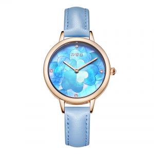 China Colorful MOP Leather Strap Quartz Watch Flower Dial Minimalist Swiss Watch on sale