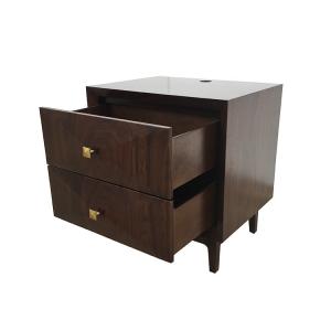 China Brass Handle 2 Drawer Hotel Bedside Tables , Hotel Nightstand Custom Made on sale