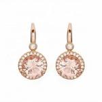 925 Sterling Silver Round Shape Rose Gold Platedt Morganite Cuff Earrings