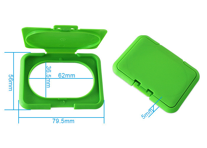 Green Plastic Wet Tissue Wipe Box Flip Top Cap Length 79.5mm