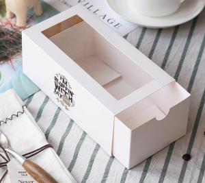 China Cake Tart Cardboard Food Packaging Box 17.6x8.5x6.6cm Small White Cardboard Boxes wholesale