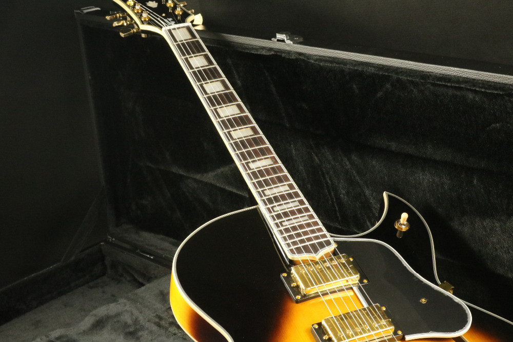 Quality blackburst thick hollow body block inlay single cutaway electric guitar