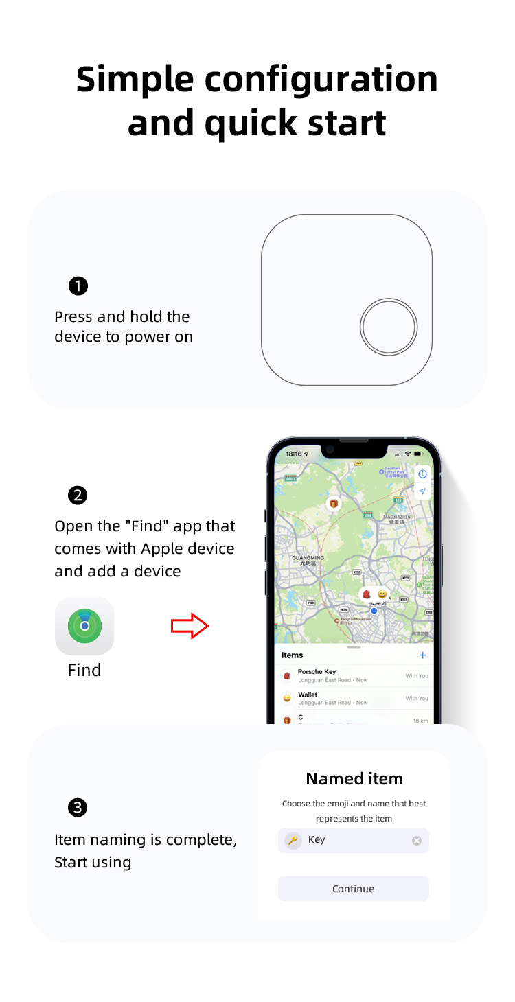 3V Smart Bluetooth GPS Lost Item Tracker For Apple Find My APP ITag Anti Lost Reminder