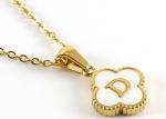 13*13MM 18K Gold Plated Stainless Steel Four-leaf Clover Letter Pendants