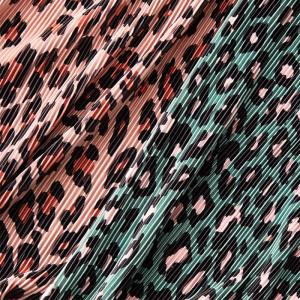 China Leopard Pleated Printed Woven Fabrics 150cm wholesale